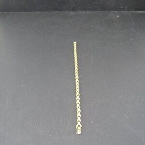 Vintage Tennis Bracelet Gold Tone Cubic Zirconia with Open Box Clasp 7 Inch